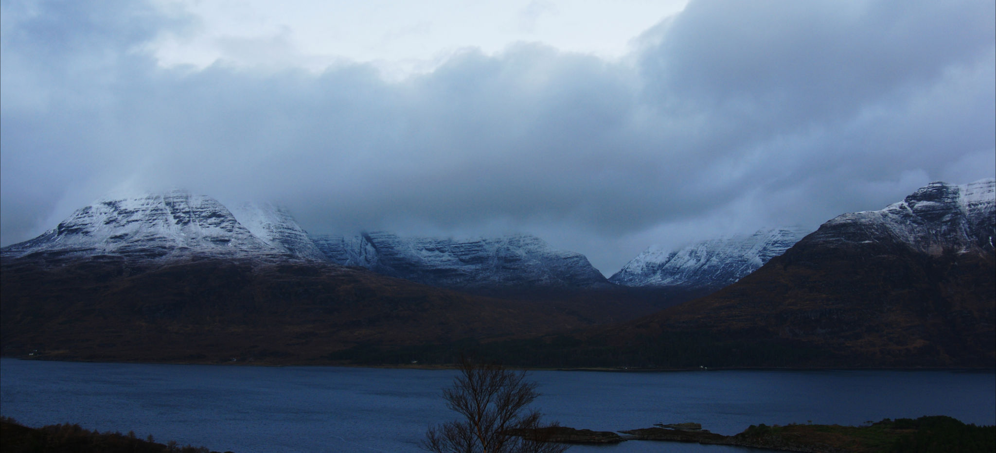 Snow on the tops of Ben Alligin, Liathach and Beinn Eighe (Torridon Hills)